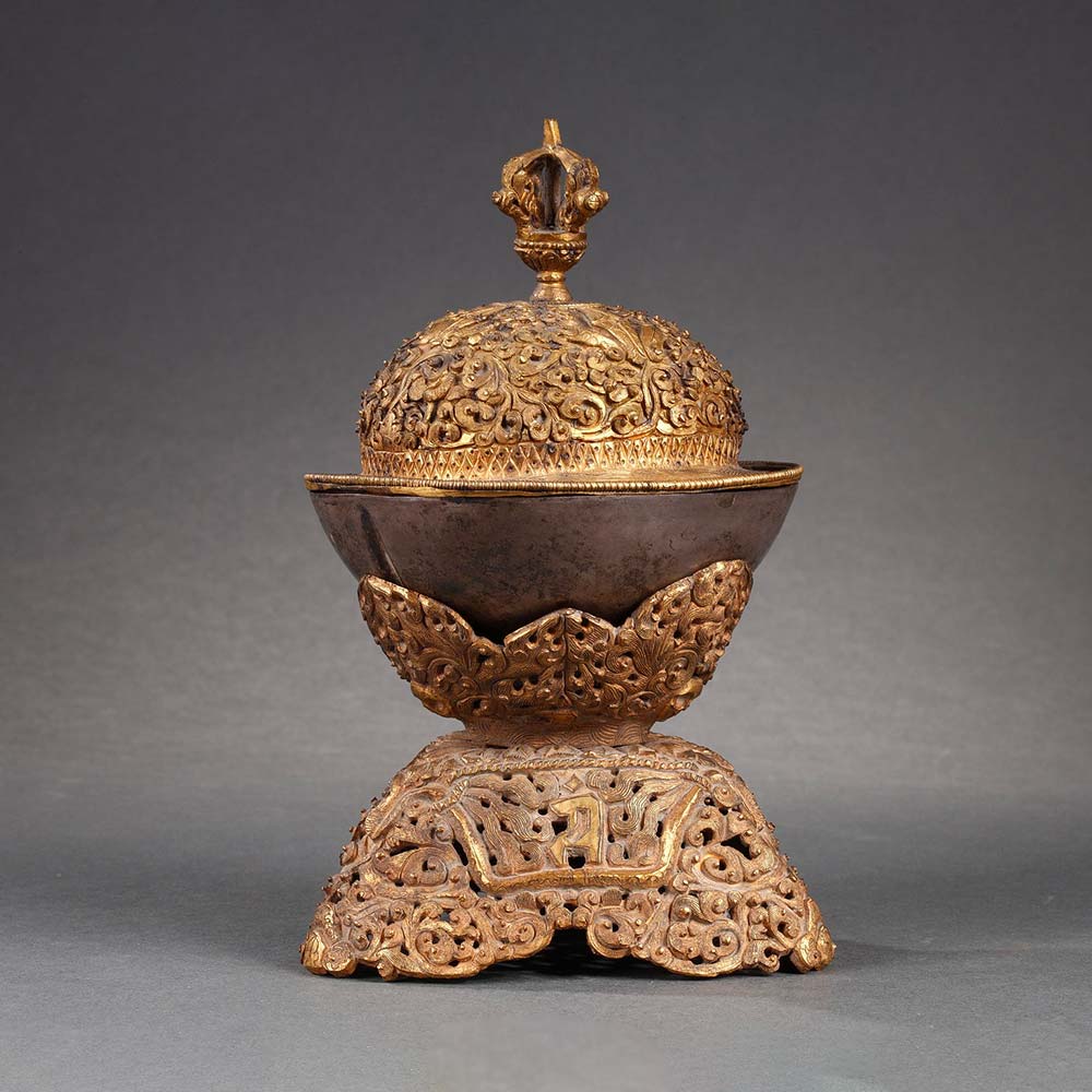 A small “kapala” ritual skullcup and its stand - 1