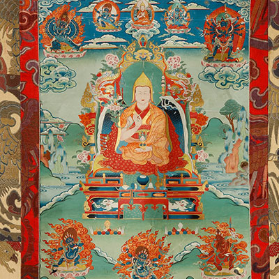 Thangka sino-tibétaine représentant le lama tsongkhapa - 2