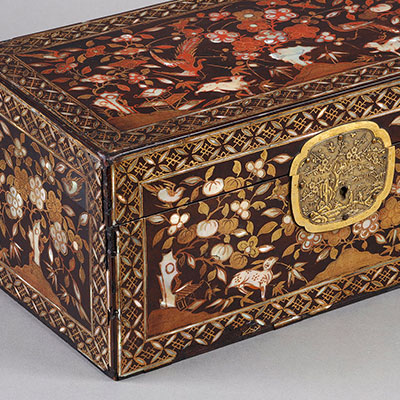 长方形南蛮漆器镶嵌珍珠母的盒子 - 2