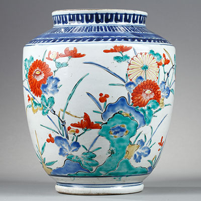 有田烧窑产的柿右卫门纹饰瓷罐 - 1