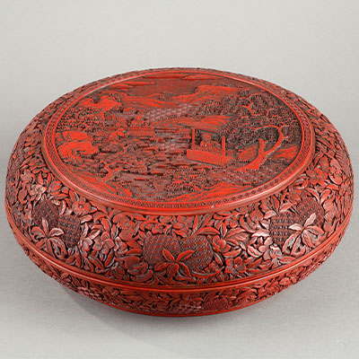 北京朱漆圆盒 - 1